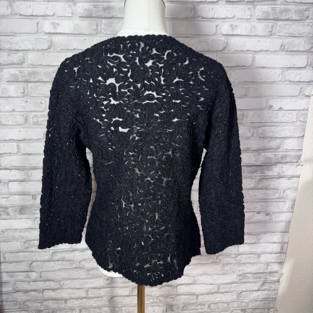 Vintage Floral Black Women's Button Up Cardigan - Picture 5 of 12
